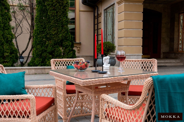 Комплект плетеной мебели MOKKA VILLA ROSA (4 кресла) + 4 подушки