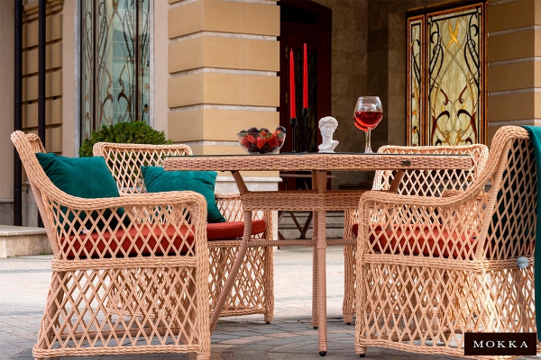 Комплект плетеной мебели MOKKA VILLA ROSA (4 кресла) + 4 подушки