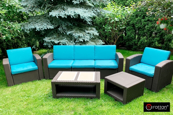 Комплект чехлов на подушки для мебели Rattan Premium, нео изумруд